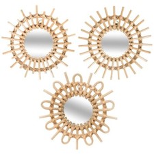 Specchio sospeso, set di tre specchi in bella cornice di vimini