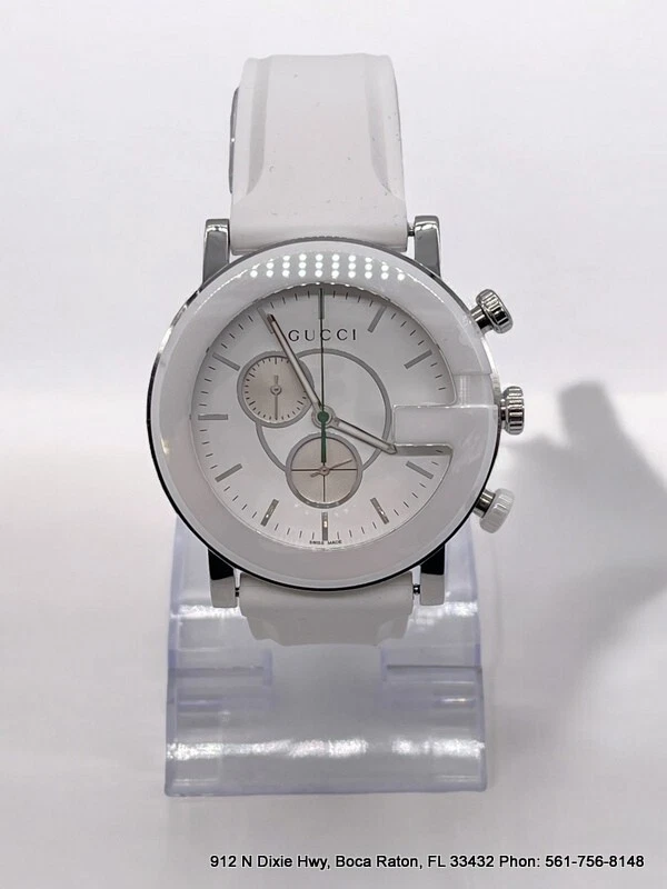 Montre Gucci 44mm G Chrono 101m Acier Inoxydable Blanc Céramique Occasion Homme, Femme