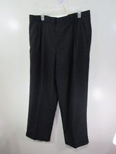 Greg Norman Dress Pants Size 38 x 30 Black Pleated Front Hooks Zipper Pockets