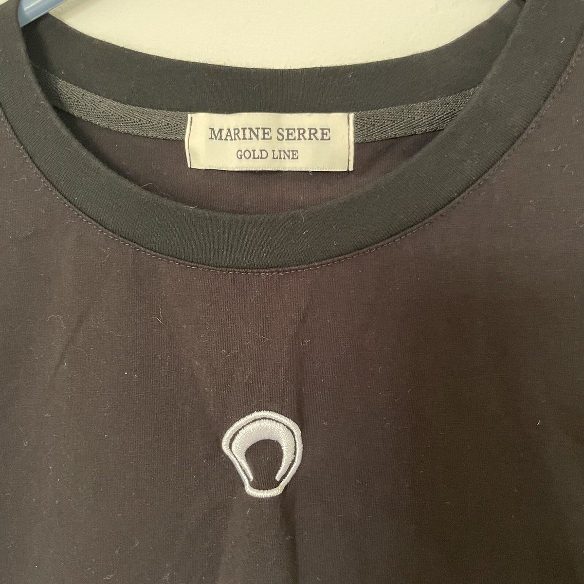 Marine Serre Moon Logo Embroidered T-Shirt Black Medium | eBay