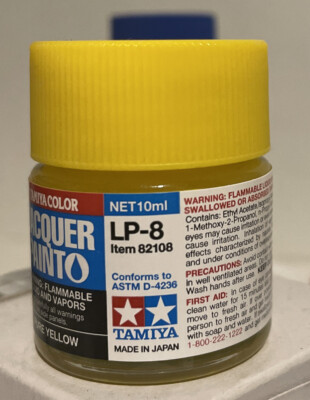 Tamiya LP-8 Giallo Puro (Pure Yellow) Lucido | Vernice Lacca 10ml Per Modellismo | Per Aerografo E Pennello