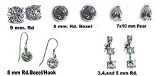 Cubic Zirconia Earrings/ 925 Sterling/ Non Tarnishing/Faceted Rounds and Pears