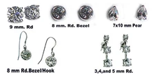 Cubic Zirconia Earrings/  925 Sterling/ Non Tarnishing/Faceted Rounds and Pears