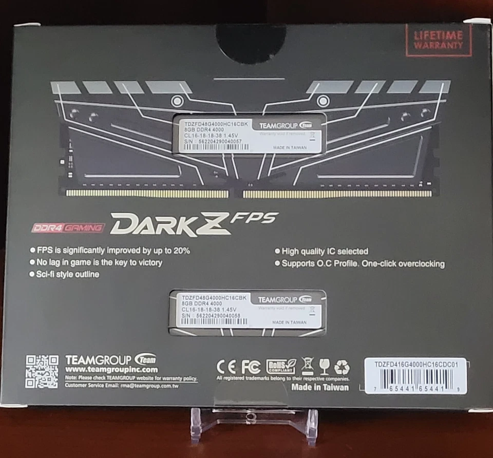 TEAMGROUP Dark Z FPS 16GB Kit (2x 8GB) DDR4-4000 DIMM PC4-32000 CL16 - Image 2 of 2