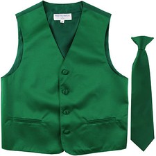 New Boy's Kid's formalTuxedo Vest Waistcoat  Necktie emerald green wedding