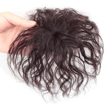 100 Human Hair Curly Mini Hairpiece Topper Top Clip Short Wigs for Women Men