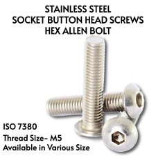 M5 STAINLESS STEEL SOCKET BUTTON HEAD SCREWS HEX ALLEN BOLT A2 - ISO 7380