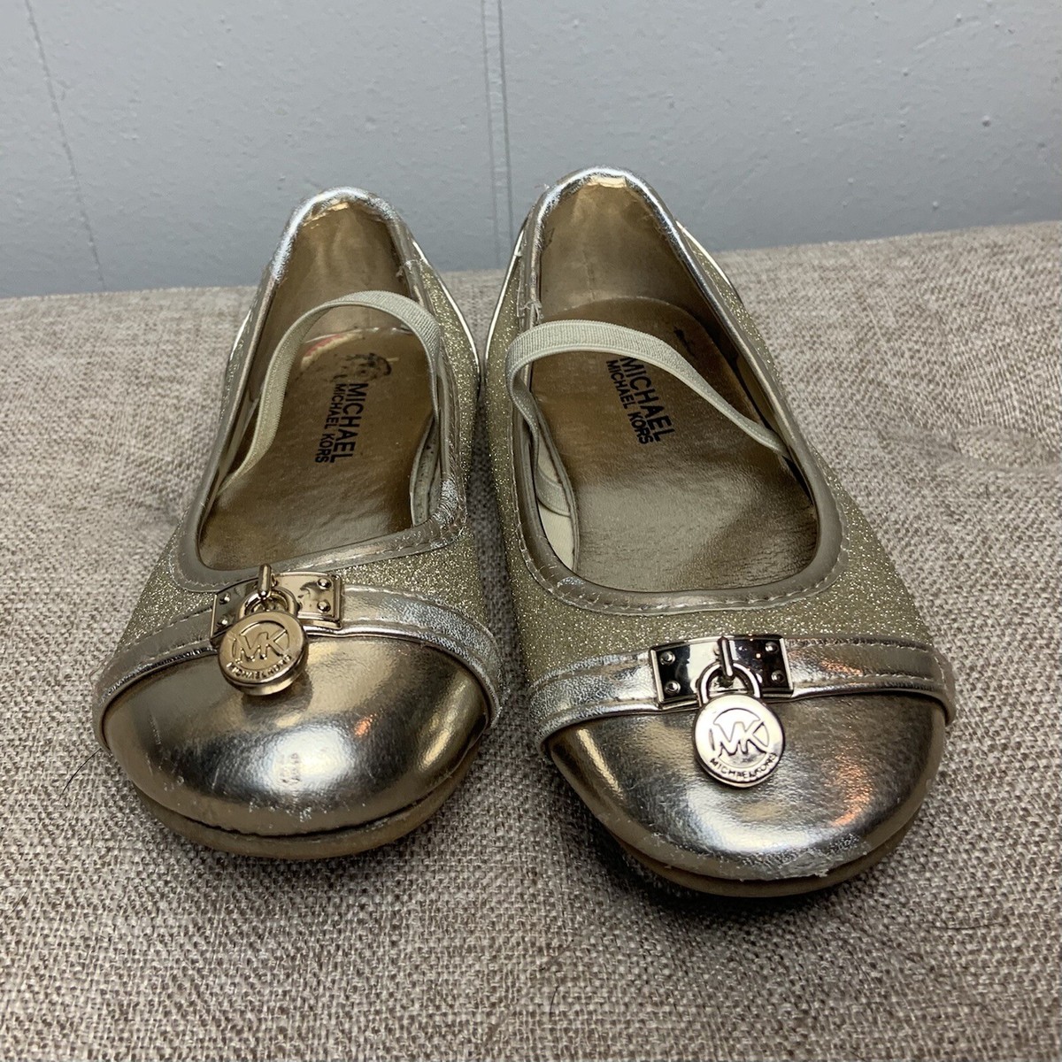 MICHAEL Michael Kors Milania Gold Sparkly Girls Dress Shoes