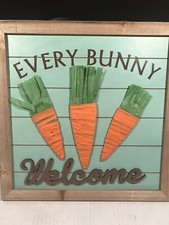 Easter Home Decor Farmhouse Every Bunny Welcome Hanging Wooden Sign Garden New