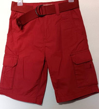 Arizona Jean Company Boys Belted Cargo Shorts Size 12 Pockets Red/Orange NWT