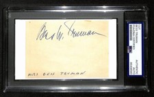 Bess Truman Signed/Autographed Cut on 3x5 Index Card 1st Lady PSA/DNA 194205