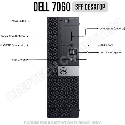 Dell Optiplex 7060 SFF Desktop Intel i7-8700 32GB RAM 1TB SSD Wi