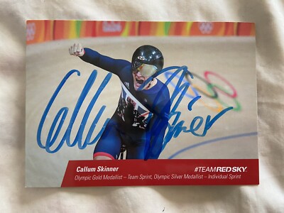CALLUM SKINNER (BRITISCHER LEICHTBAHNRADFAHRER - GOLDMEDAILLENGEWINNER) HANDSIGNIERTE WERBEKARTE