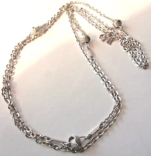 LOVELY VINTAGE EMMONS LONG SILVER KNOTTED NECKLACE..Signed   52 INCHES
