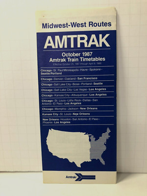 Amtrak Zugfahrpläne - Midwest-West Strecken - Oktober 1987 - Eisenbahn Chicago