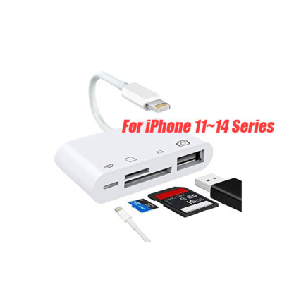 5 in 1 USB SD TF Card Reader Camera Adapter For iPhone 16 15 14 13 12 11 Pro Max