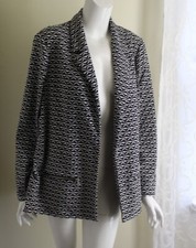 Cj Banks Sz 1x Black White Elevated Textured Open Blazer Jacket Easy Care Chic