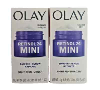 (Lot of 2) Olay Retinol 24 Mini Fragrance Free Night Moisturizer 0.5 FL OZ Each