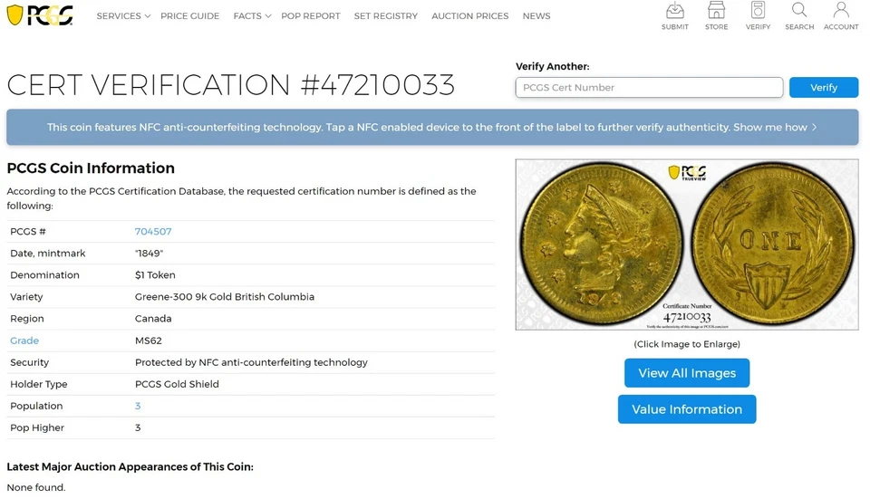 MIRA 1849 $1 Columbia Británica/California Gold/PCGS GOLD MS62 Greene-300 LR.7 Foto 4 de 4