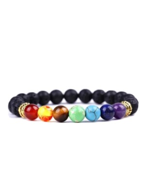 7 Chakra Armband Kristall Heilperlen Lavasteine Reiki Angst Schmuck