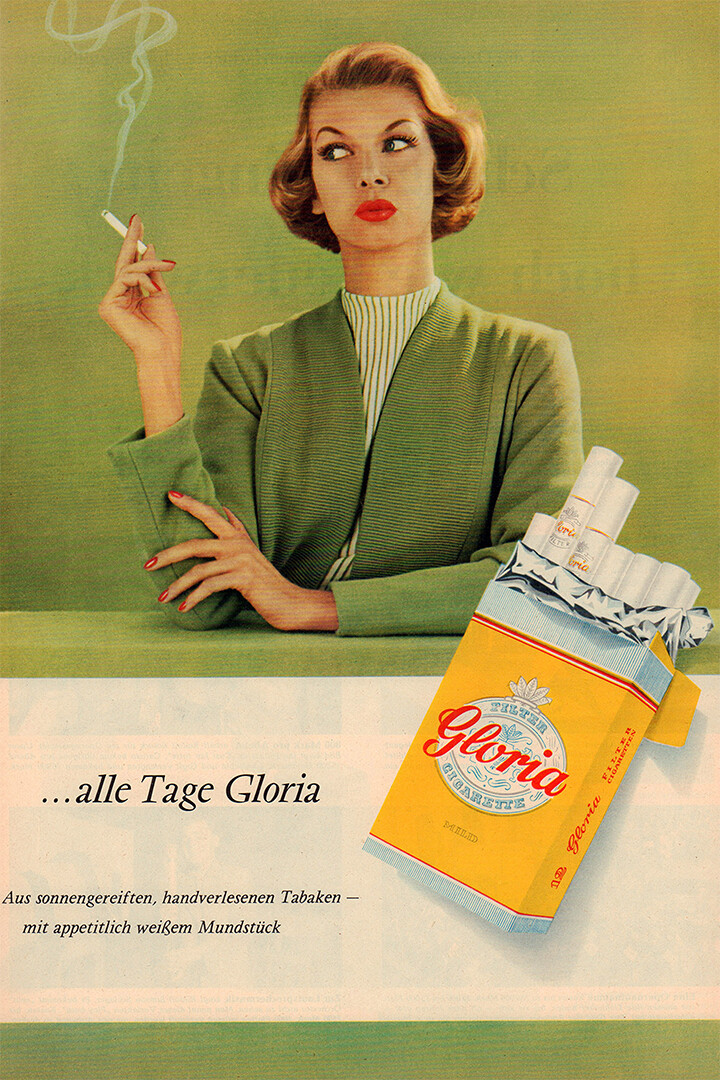 Gloria Cigarette With Beatufil Woman Vintage Wall Art Home Decor
