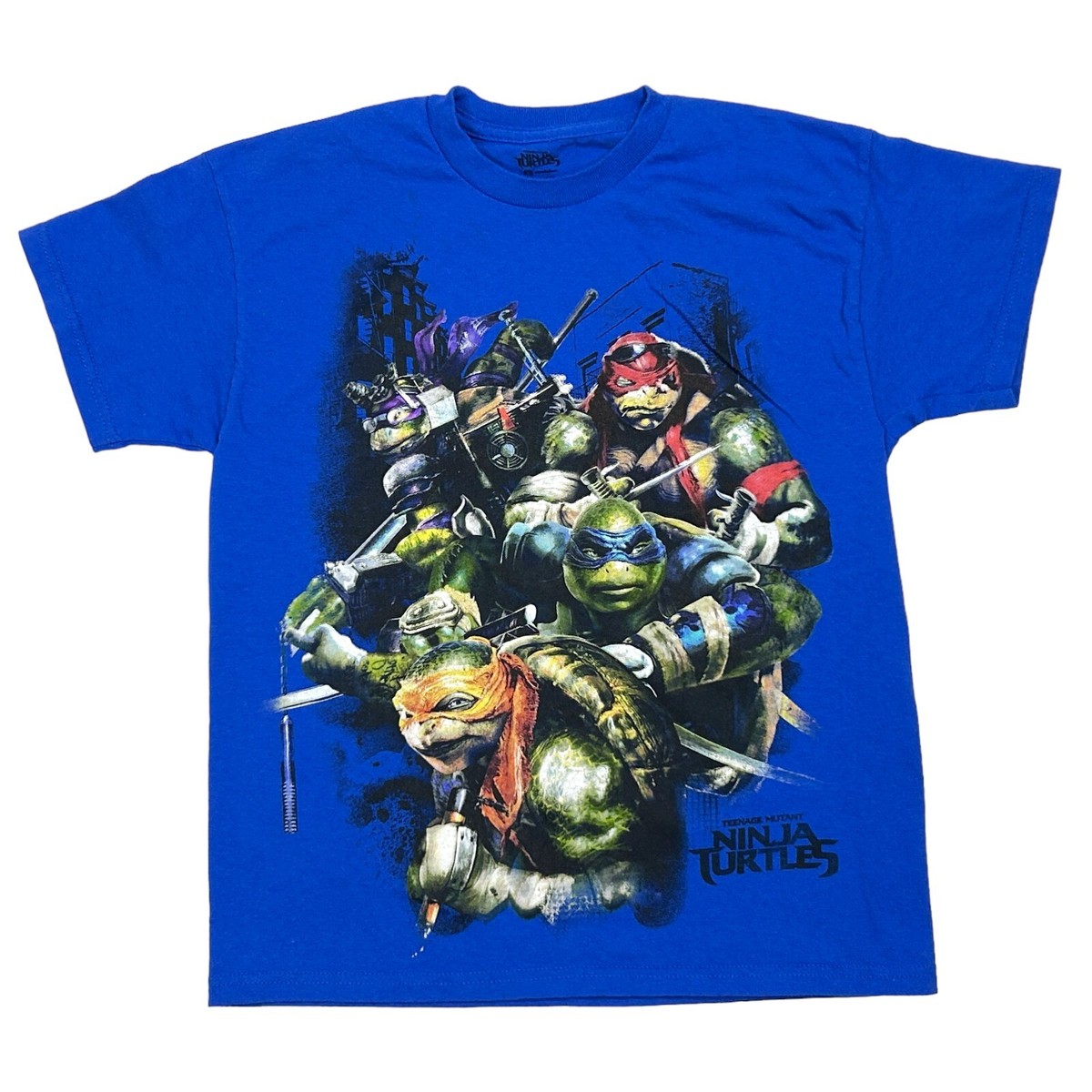 Teenage Mutant Ninja Turtles Boys M 10 / 12 Blue Short Sleeve T