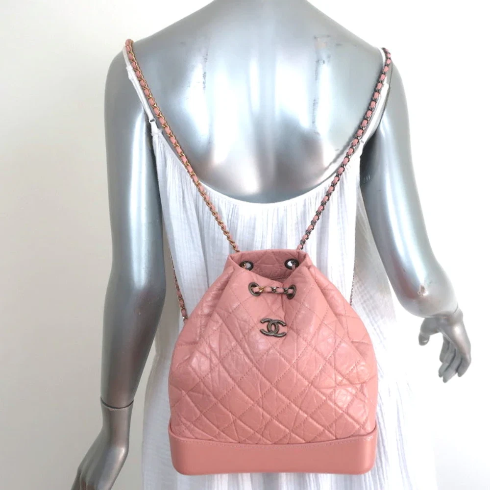 Chanel Pink Lambskin Quilted Gabrielle 20 Hobo Bag Mixed Hardware