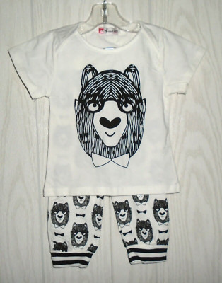 The Wheat Circle 2 piece SET Baby Llama Print T-shirt & Pants 80 = 12/18mo  NWT