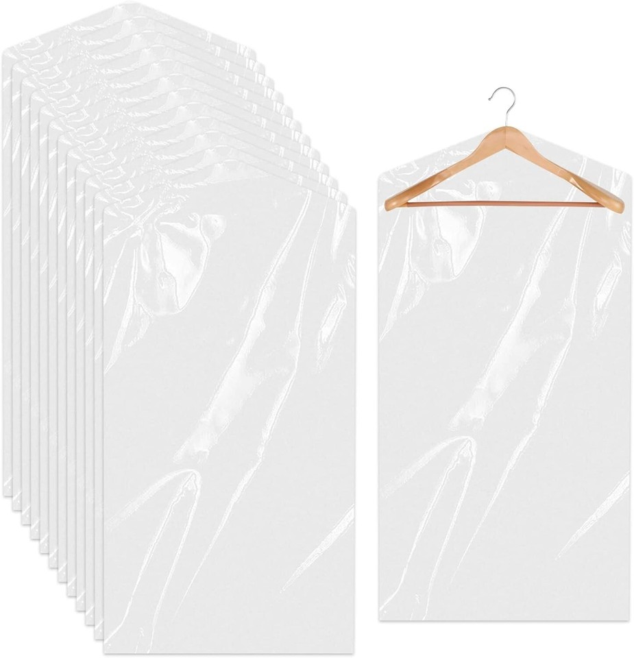 20 Pack Garment Bags for Hanging Clothes Plastic Garment Bags Clear