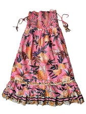 Farm Rio Pink Pinapple Midi Beaded Dress Size Small MSRP $175