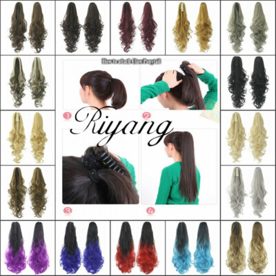 Women's Hair Ponytail 20'' Long Loose Curly Banana Claw Extensions Synthetic 50cm