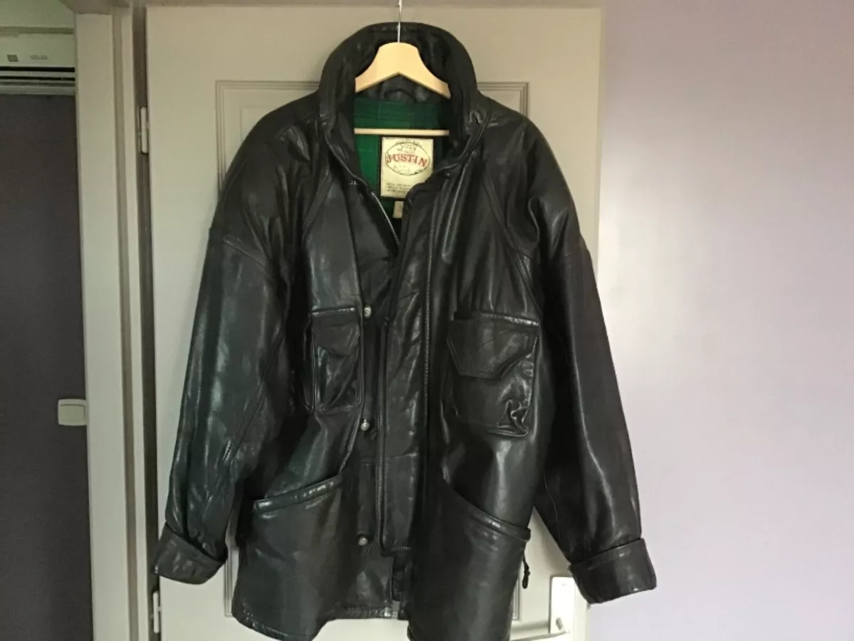 Veste Homme en cuir Marque JUSTIN état neuf 80€