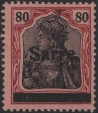 Saar 1920 Società delle Nazioni 80pf, Sarre e barra sovrastampati, come nuovo incernierato