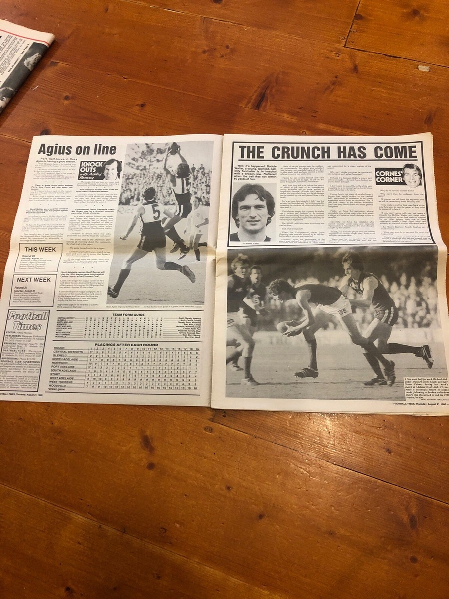 SANFL SOUTH AUSTRALIAN 'FOOTBALL TIMES' MAGAZINE AUGUST 1980