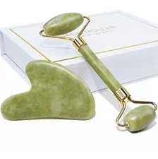 BAIMEI Jade Roller & Gua Sha Set Facial Beauty Tools Face Roller Skin Massager