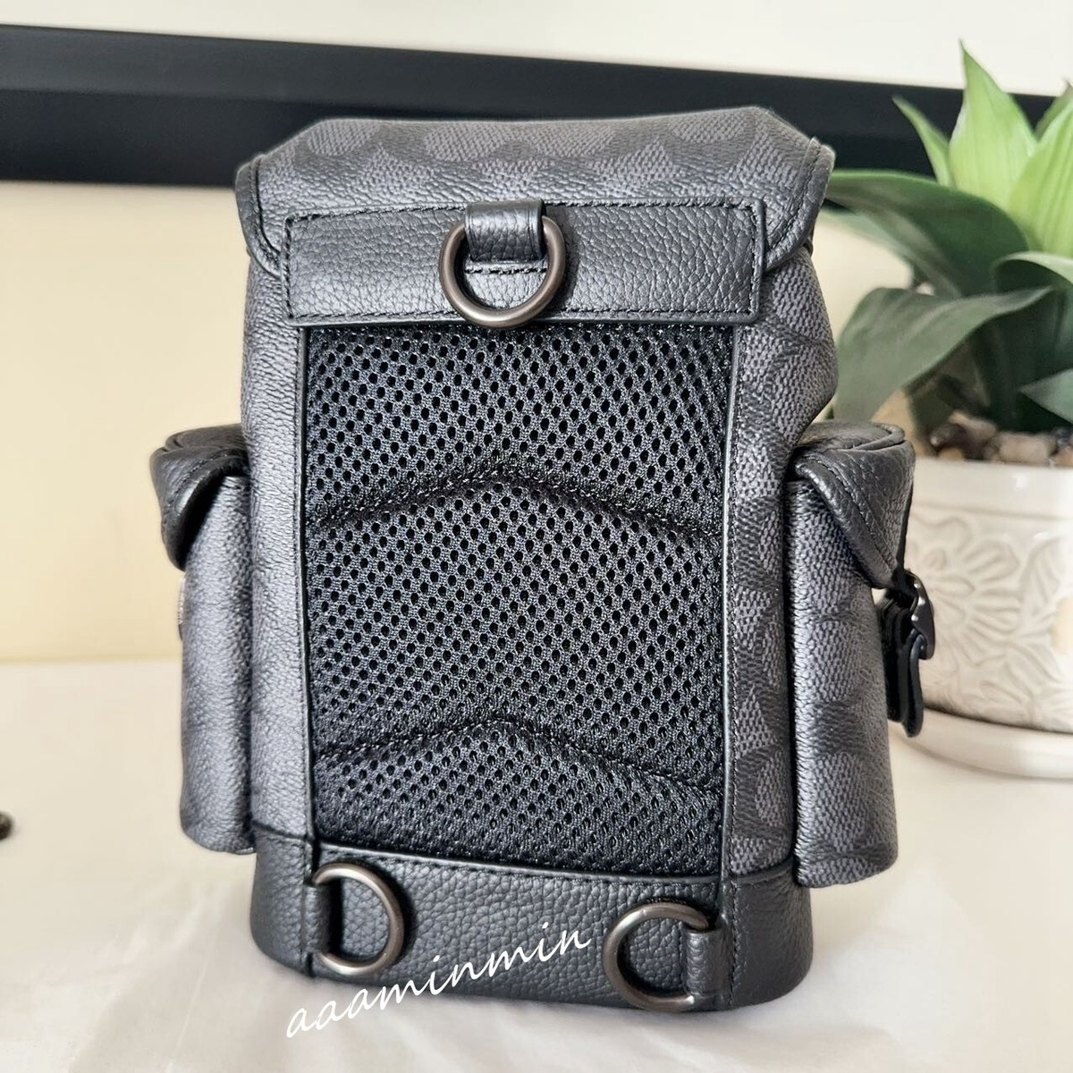 Coach Hitch Backpack 13 in Signature Canvas CE506 Charcoal Black