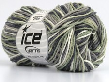 8-Skein Lot Lorena Print Yarn Light Cotton 8x50g/160m Grey Shades White