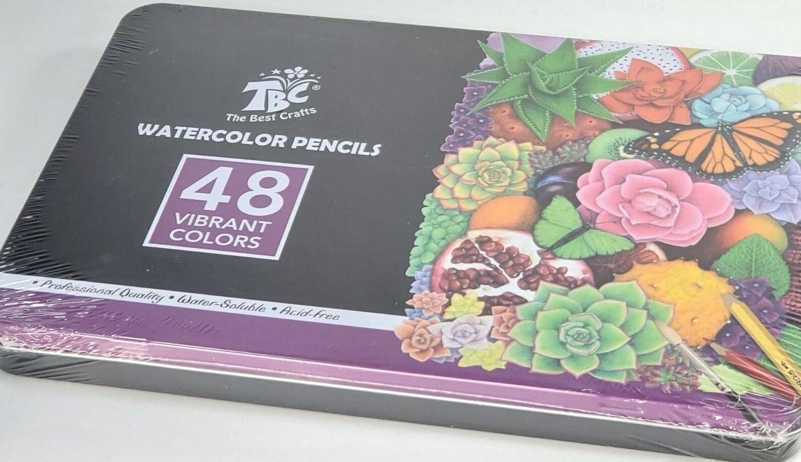 TBC 48 Vibrant Colors Professional WATERCOLOR PENCILS, Acid-