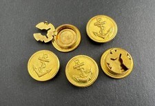 Pack 10 pcs Vintage Clip On Button Covers Anchor Brass Gold Tone Metal 22mm