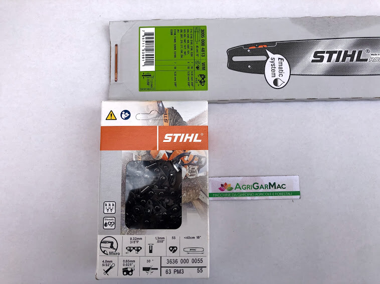 Kit Barra E Catena STIHL Originali 35cm - 3/8P 1,3mm 50 Maglie Per MS180, MS181, MS200, MS201, MS211