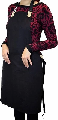 HARYALI LONDON Barber Apron, Barber Cape Apron, Adjustable Canvas Aprons Black