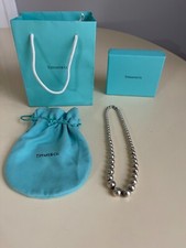 TIFFANY  CO STERLING SILVER GRADUATED BALL BEAD NECKLACE  POUCH  BOX  BAG