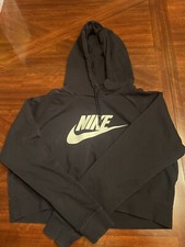 Cropped Black Nike Women  s Hoodie Large