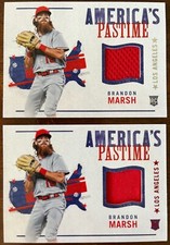 2022 Panini Chronicles America's Pastime Brandon Marsh RC Swatches(2) Base & Red
