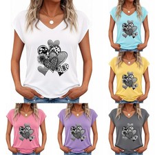 Women 100 Cotton Crew Neck Tee Basic Short Sleeve T-Shirt Top USA SELLER 4