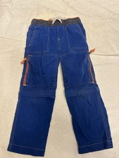 Mini Boden Blue Boys Size 4 Cargo Pants With Elastic Waist, Zip Off Leg