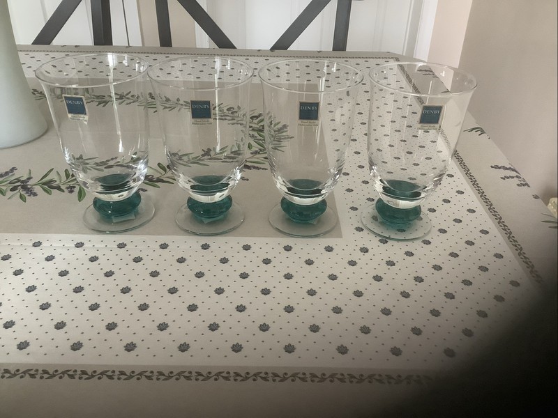 Denby Magnum Green Low Footed Water Glasses/Goblets 16 Ounce New! With Tags