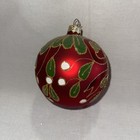 Department 56 Deep Red 4” Christmas Ornament with Gold Glitter Painted Mistletoe — photo 4