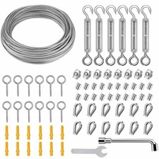 Wire Rope Kit PVC Coated Garden Wire Rope Kit 35m/2mm Heavy Duty 304 Stainless
