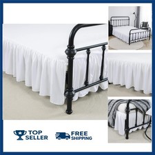 Bed Skirt Queen Size, Ruffled Bed Skirt with Split Corners 16 Inch Drop -Ligh...